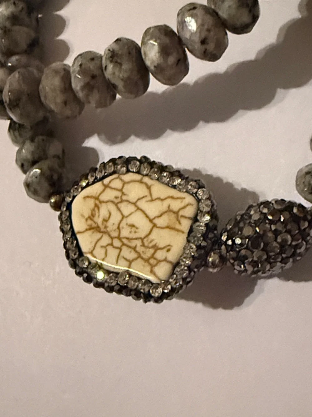 Buddha White Turquoise and Jasper beaded stretch bracelet set